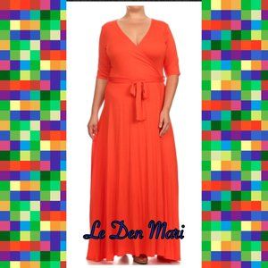 Orange Crush Faux Wrap Maxi Dress